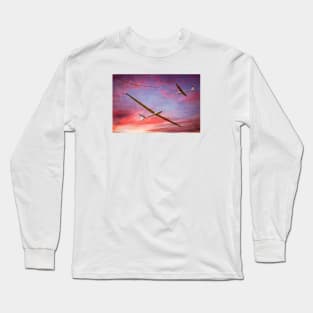 Three Gliders Over The Devil's Dyke At Sunset Long Sleeve T-Shirt